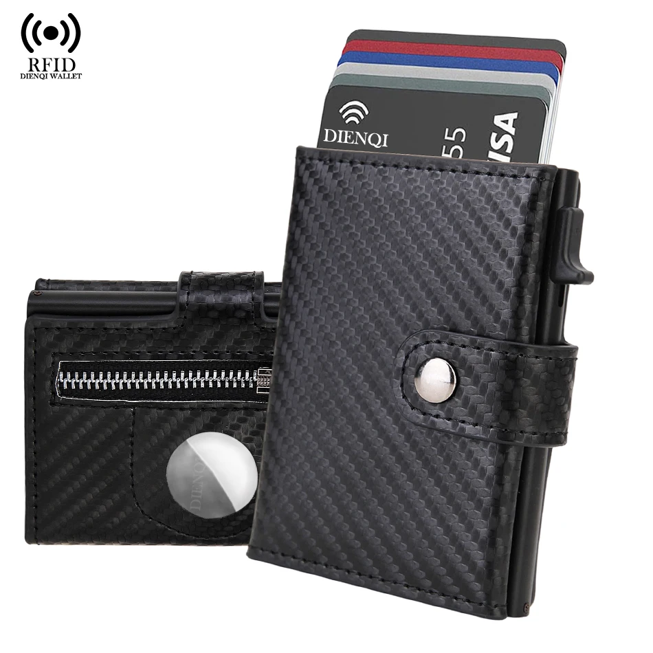 

Rfid Airtag Держатель кредитной карты Pop Up Мужские кошельки Тонкий ID Держатель банковской карты Металлический чехол Короткий мужской кошелек Двойной кошелек для Air Tag