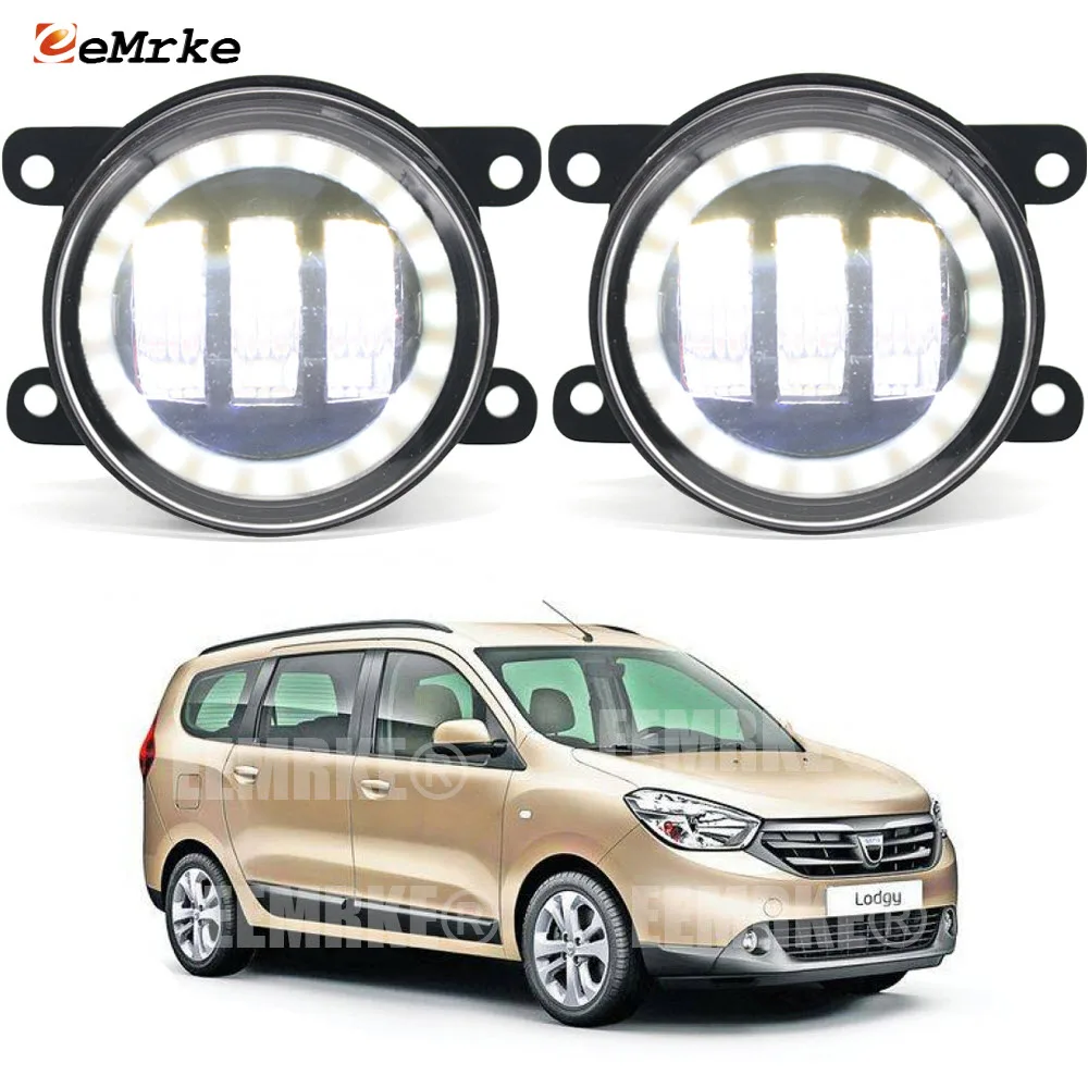 

LED Fog Lights PTF 30W Lens for Dacia Renault Lodgy, Lodgy Stepway 2012-2022 Car Turn Signal Lamp White + Yellow Angel Eye DRL