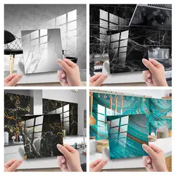 10pcs 15x15cm Tile Stickers Waterproof Oilproof Self-adhesive Kitchen Bathroom Decorative Film