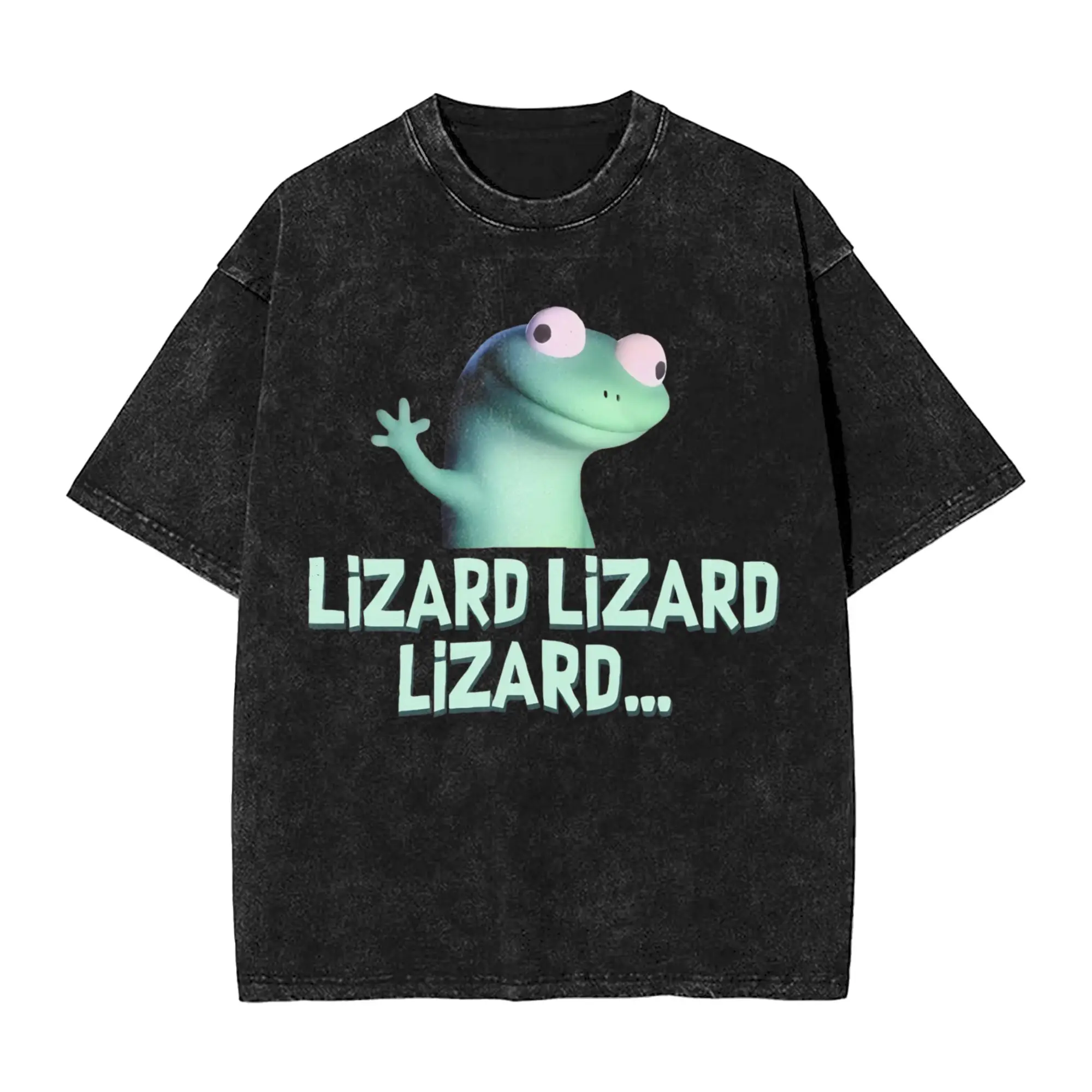 Tom Lizard Meme Hoppers Vintage Washed T Shirts  Pure Cotton Clothes Novelty Short Sleeve Crew Neck Tees Big Size T-Shirts