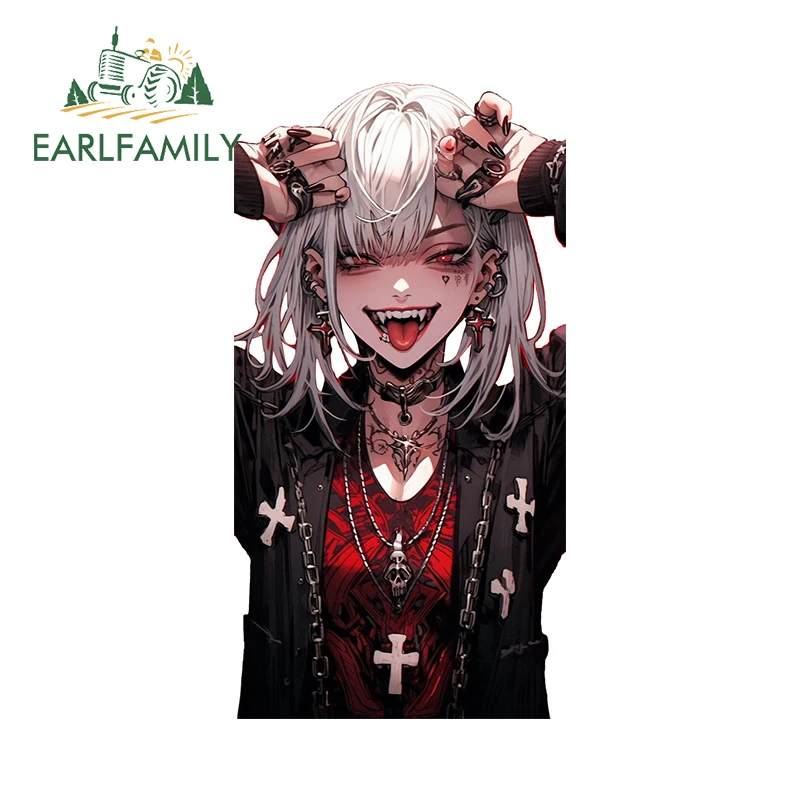 EARLFAMILY 13cm x 6.8cm Vampire Devil Girl Car Stickers Original Black Anime Vinyl Fanart Car Accessories Decal Windows Decor