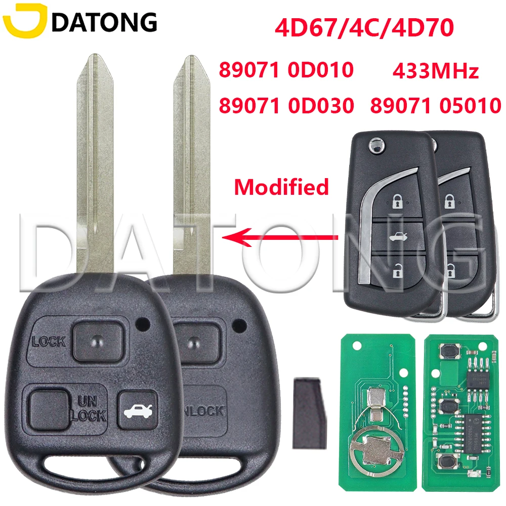 

DT P/N: 0D010 0D030 433 МГц автомобильный дистанционный ключ для Lexus Toyota Yaris Avensis Avanza Corolla Land Cruiser RAV4 Kluger Previa Tarago