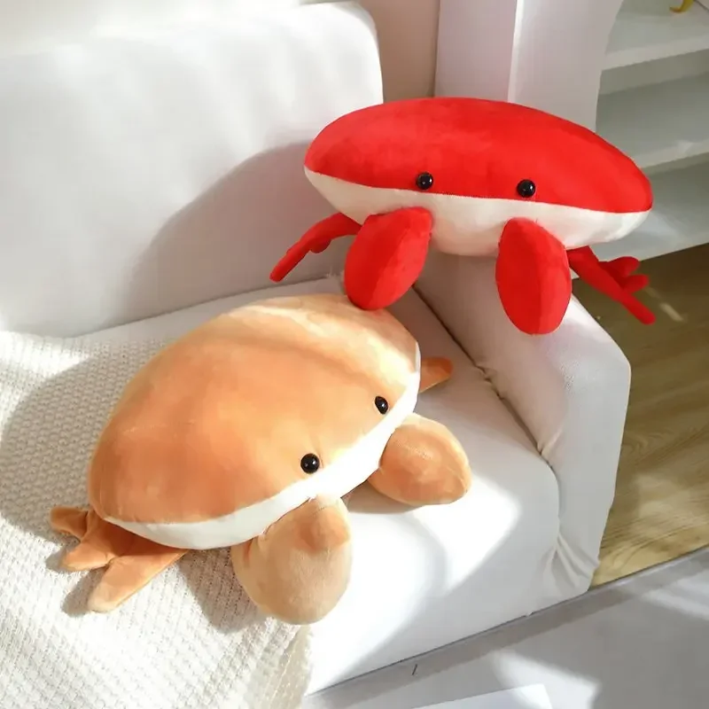 50cm Super Soft Crab Plush Body Pillow Lifelike Bread Crab Stuffed Marine Toy Fluffy Red Crab Plushie Cushion Decor Gifts