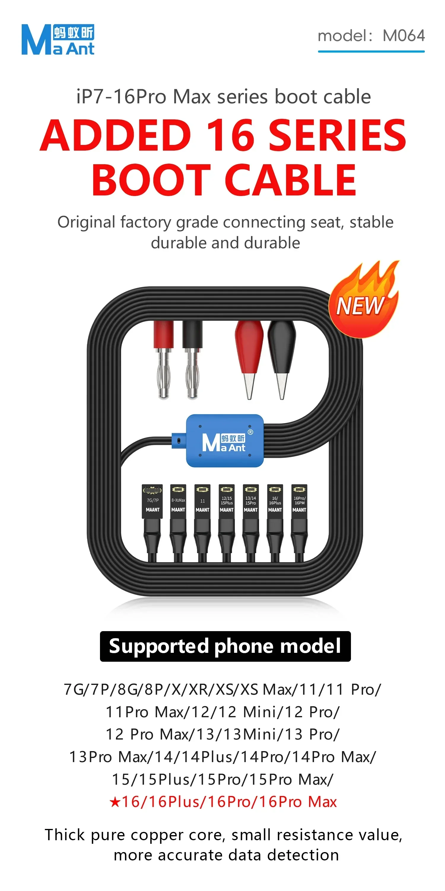 MaAnt M064 Power On Flex Startup Cable Supports iP7-16 Series Mobile Phone Battery Activation Boot Data Detection Cable Repair