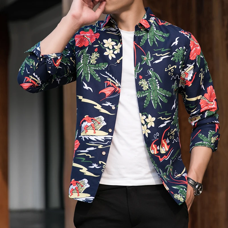 Men's Fashion 2022 Autumn Spring Clothes Shirt Long Sleeves Plus Size 5XL 6XL 7XL Hawaiian Beach Casual Floral Shirt For Man