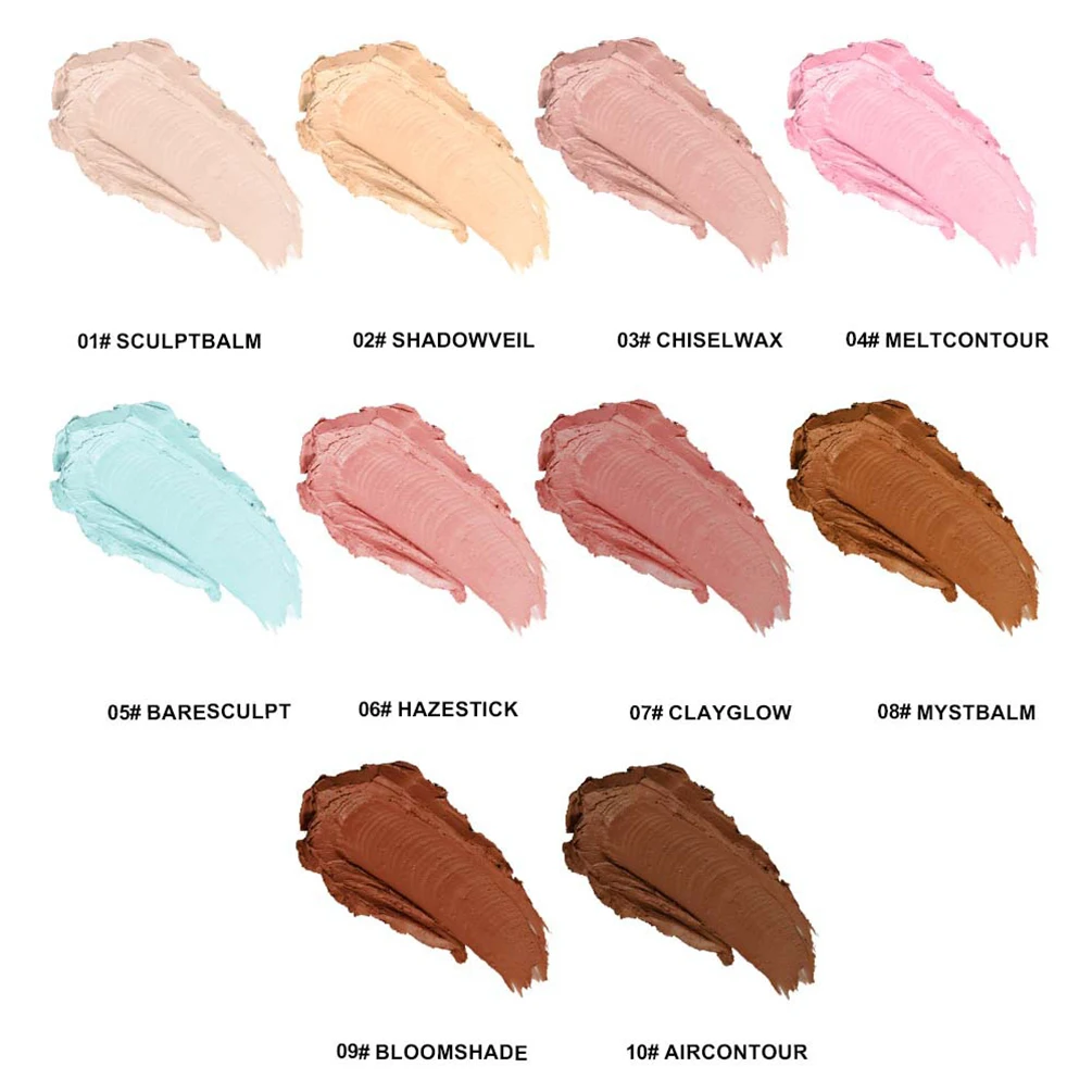 10色展開 プライベートブランド コンシーラースティック カスタムロゴ 長持ち 防水 多機能 ハイライター ブライトニング コントゥアメイク