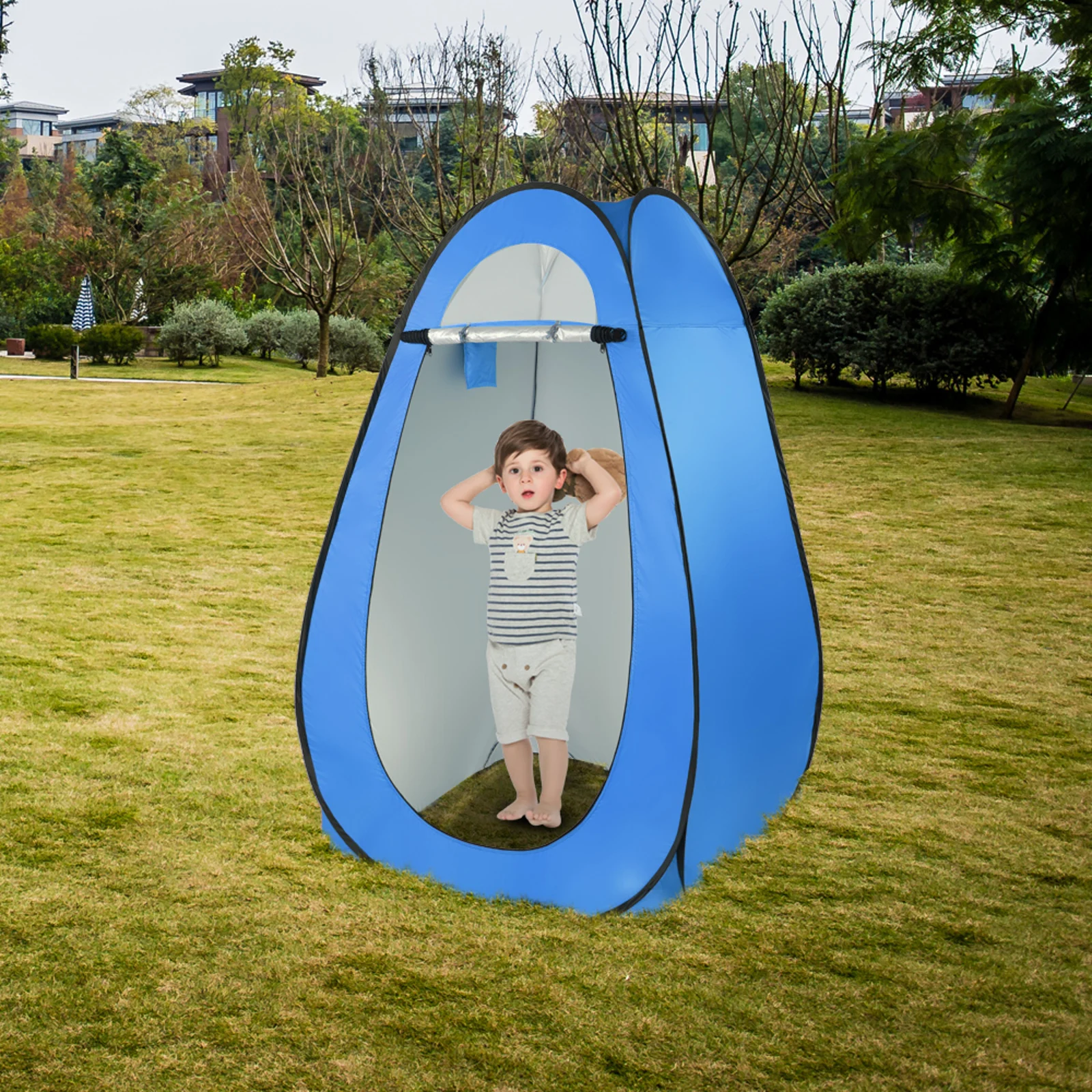 

1-2 Person Portable Pop Up Toilet Shower Tent Changing Room Dressing Tent Camping Shelter Blue
