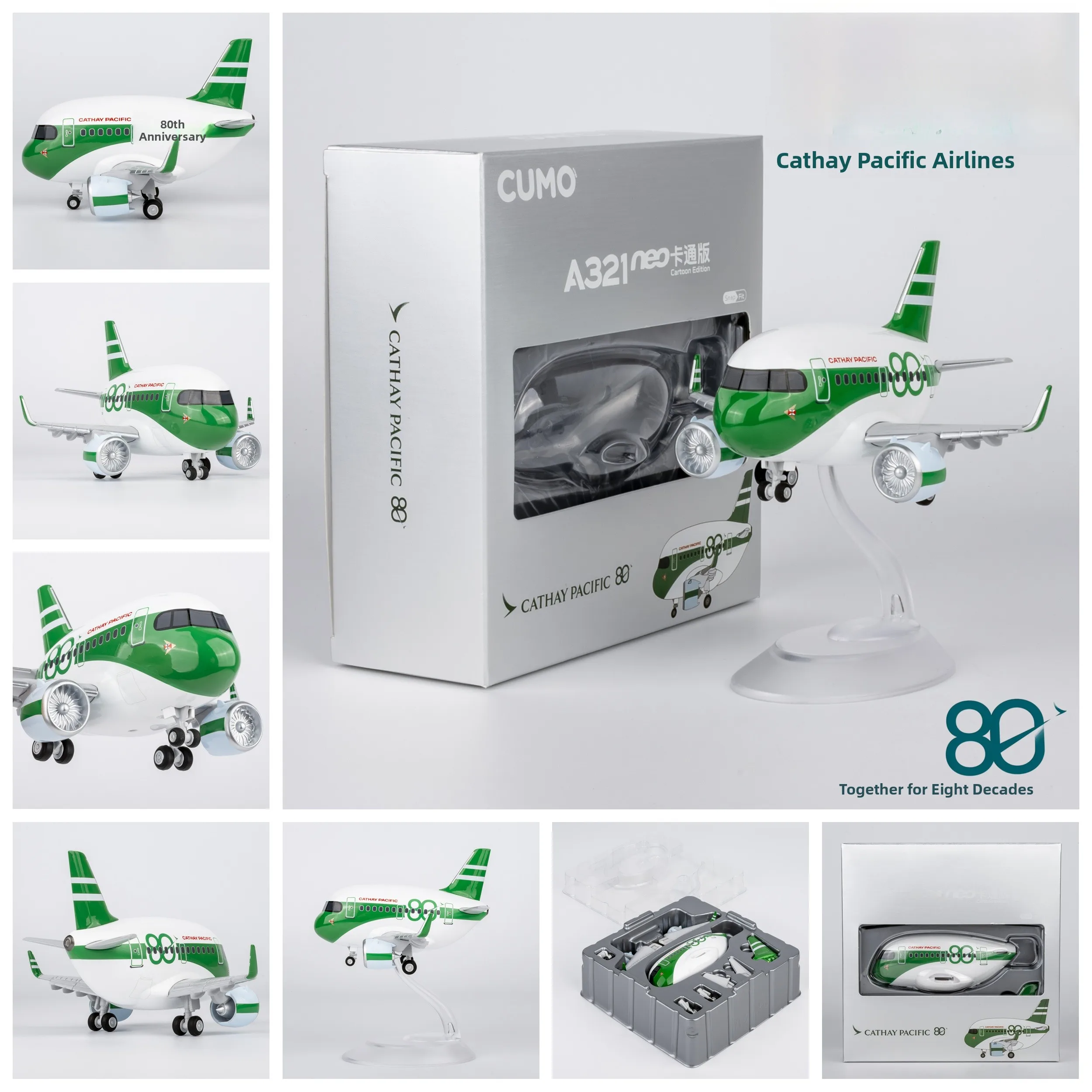 

Модель самолета CUMO Wings Cartoon Q Version Cathay A321neo '80th Leaf Paint', готовый продукт, подходит для детей от 10 лет