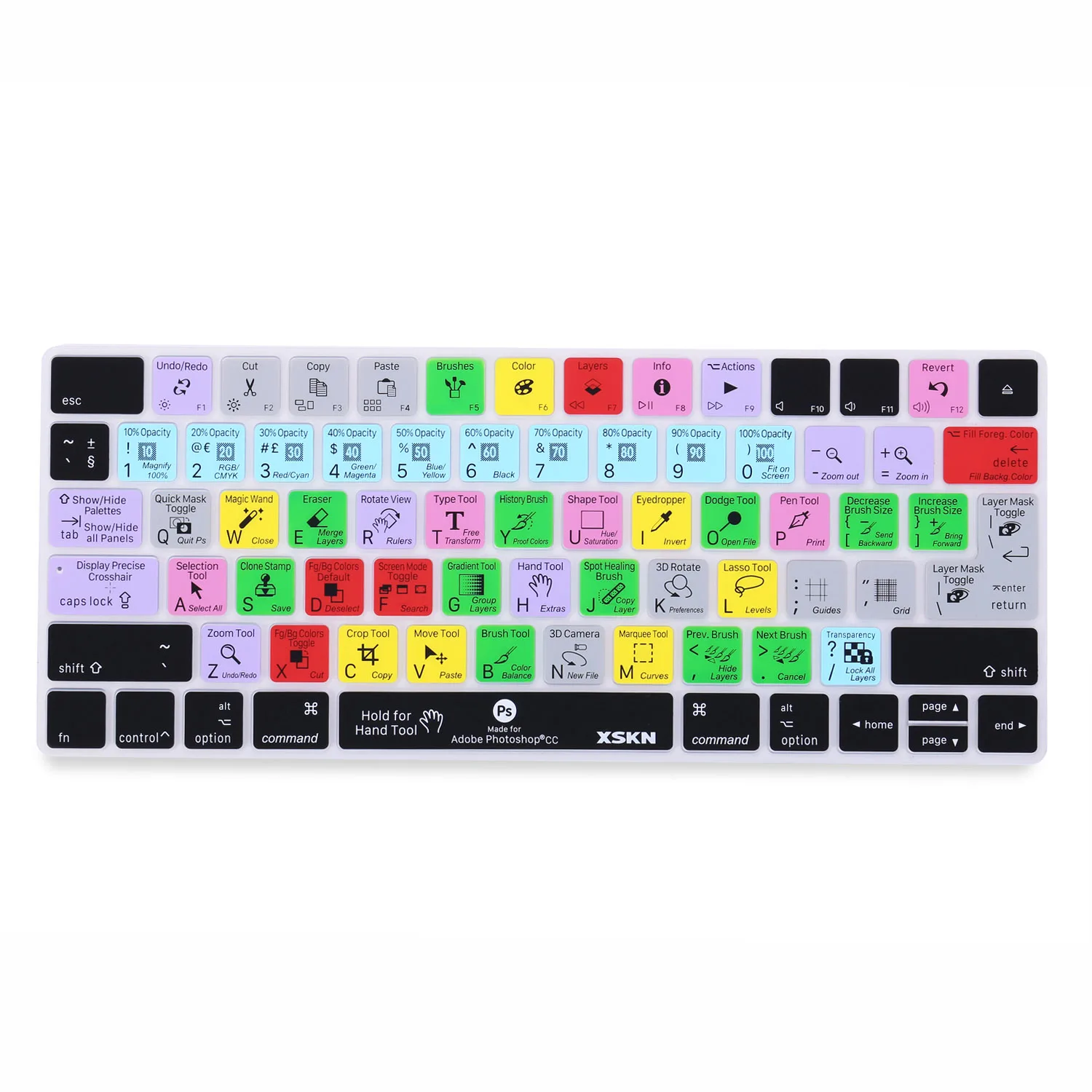 XSKN Photoshop Shortcut Silincone Keyboard Cove Skin for Apple iMac Magic Keyboard A1644 Hot keys Protective Cover Sticker