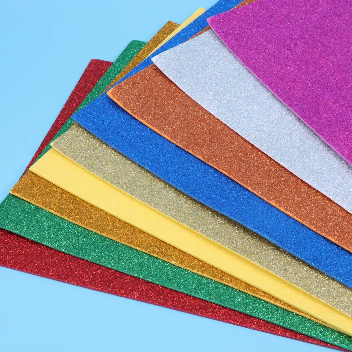 10 folhasGlitterPaperColoridoDIYFoldingCraftHardsScrapbookMaterialPartyDecorationArtProjetosHandmadeGift