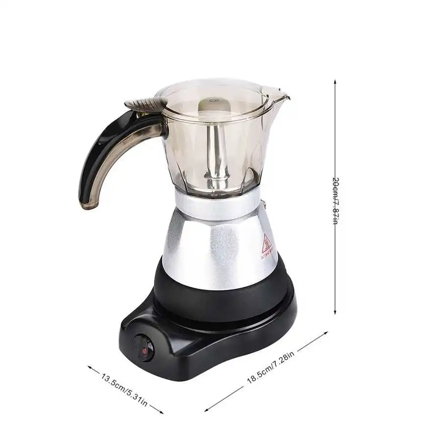 150ml/300ml 3-6 Cups 480W Electric Moka Pot Detachable Kitchen Stovetop Espresso Coffee Maker Professional