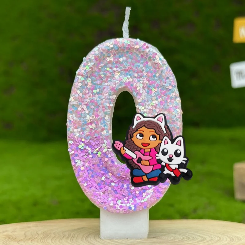 Süßes Gabbys Puppenhaus Digitale Kerze Nummer 0-9 Kindergeburtstag Kuchen Dekoration Lieferungen Cartoon Anime Party Zubehör Zubehör