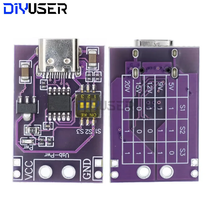 DIYUSER Type-C QC AFC PD2.0 PD3.0 do DC Parof Scam Fast Charge Trigger Polling Detector USB Notebook Power Supply Change Board