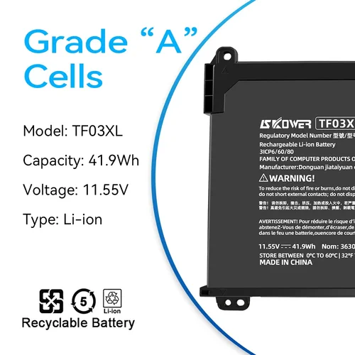 Imagen 2 del producto SKOWER TF03XL batería del ordenador portátil para HP Pavilion 14-BK 14-CE 15-CS 15-CC 15-CD 17-BY TPN-C136 TPN-I130 TPN-Q207 compatible con HT03XL