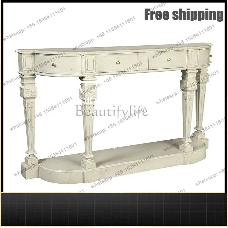 American rural solid wood entrance table French retro old entrance cabinet against the wall side table decorative