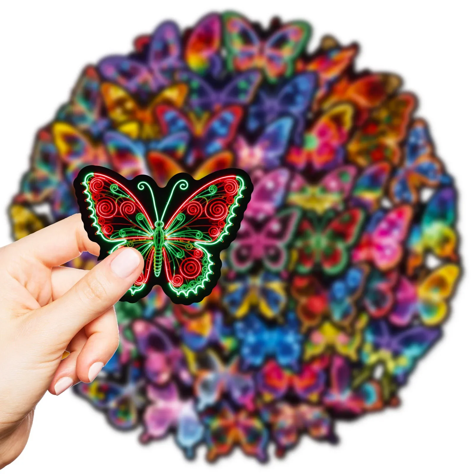 

50PCS Colorful Butterfly Cartoon Stickers Cute Insect Graffiti Decal DIY Notebook Phone Fridge Skateboard Classic Kid Toys