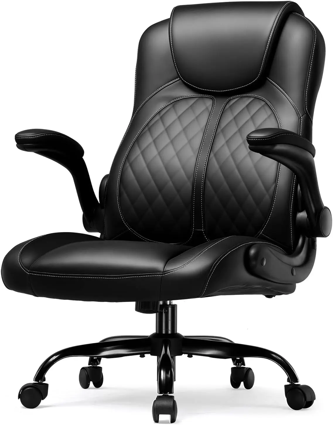 

Office Computer Gaming Chair Ergonomic Desk Chair for Adults with Lumbar Support Flip-Up Arms Adjustable Height Swivel Wheels PU