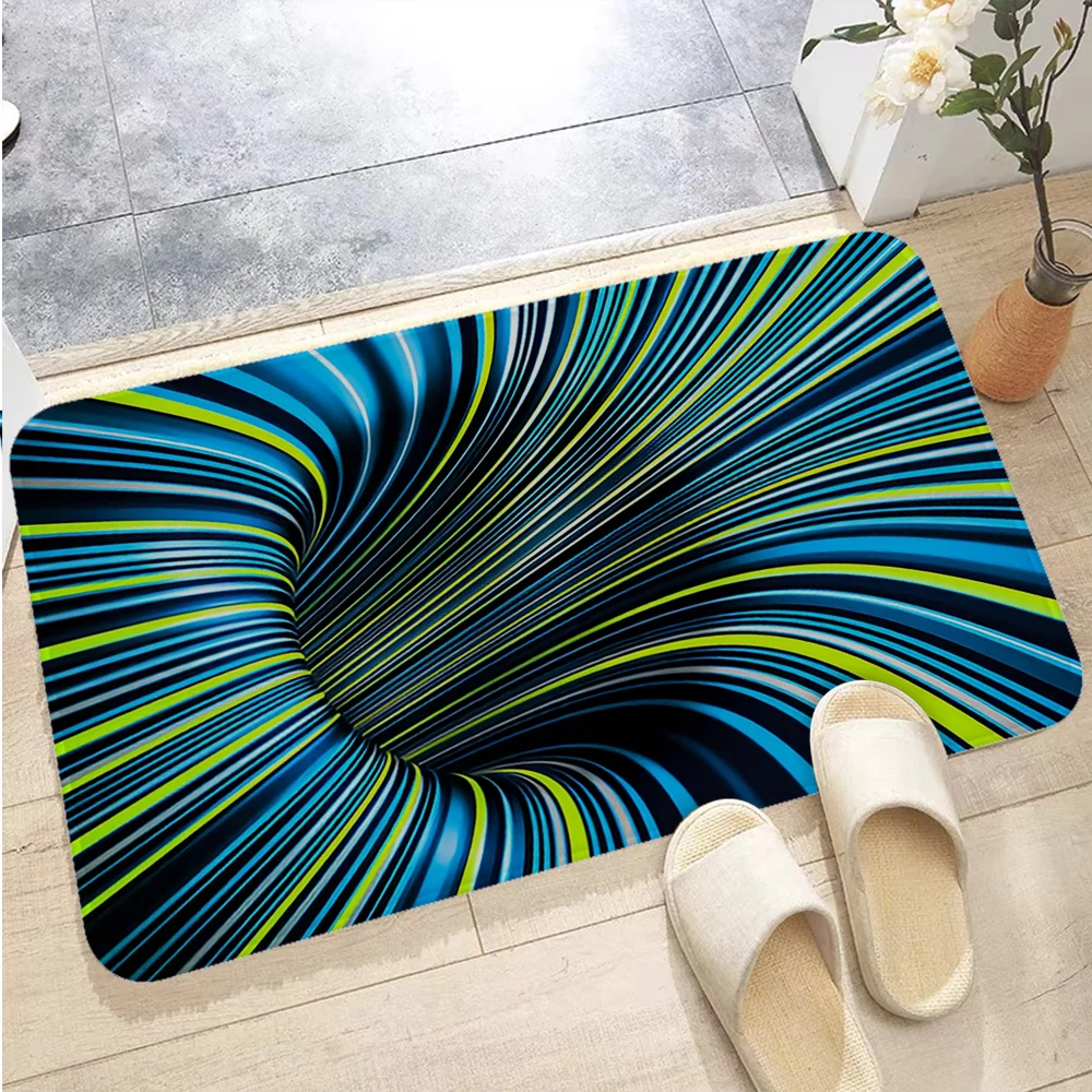 3D Vortex Illusion Floor Carpet INS Style Soft Bedroom Floor House Laundry Room Mat Anti-skid Bedside Mats