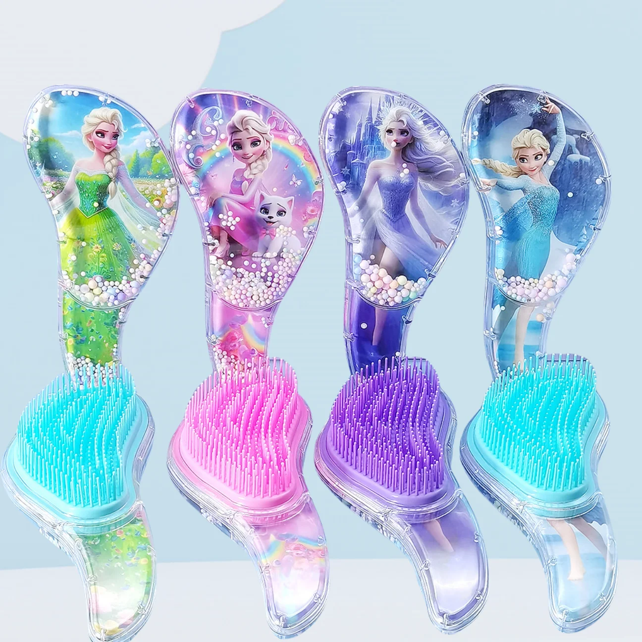ديزني إلسا الهلال على شكل الترتر هزة تصفيف الشعر مشط جميل إلسا مطرزة وسادة هوائية مشط الشعر الاطفال الفتيات عيد الميلاد G
