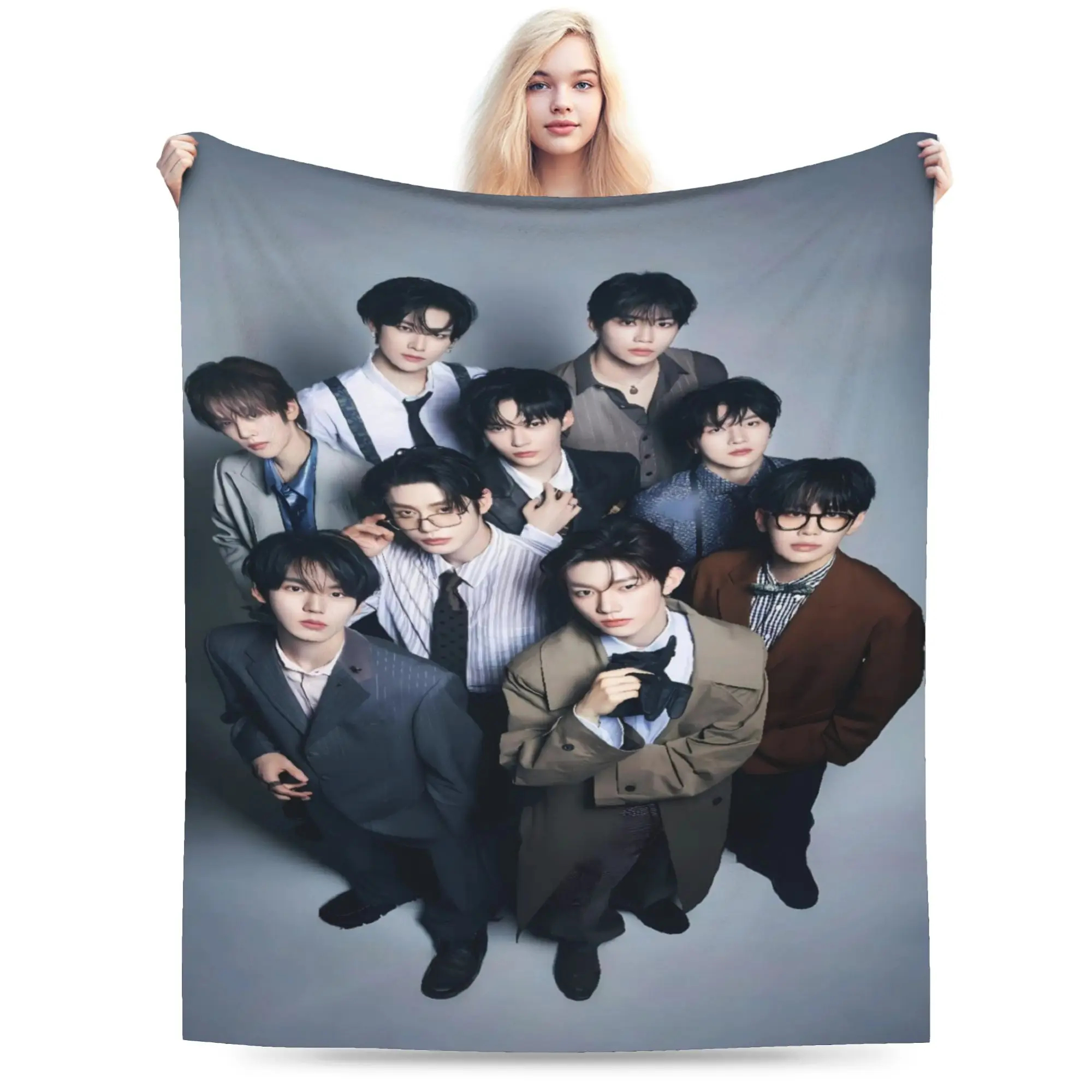 RICKY zerobaseone ZB1 Blanket  Warm Soft Street Trend Plush Throw Blanket For Kids Adult Outdoor Flannel Bedspread Bed Cover