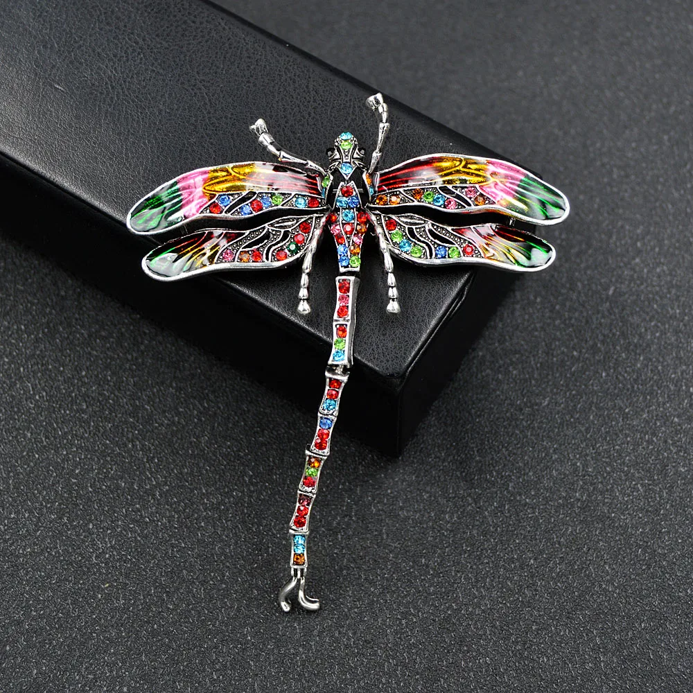 CINDY XIANG Colorful Enamel Dragonfly Brooches For Women Coat Pin 2 Colors Available Insect Jewelry Rhinestone Accessories