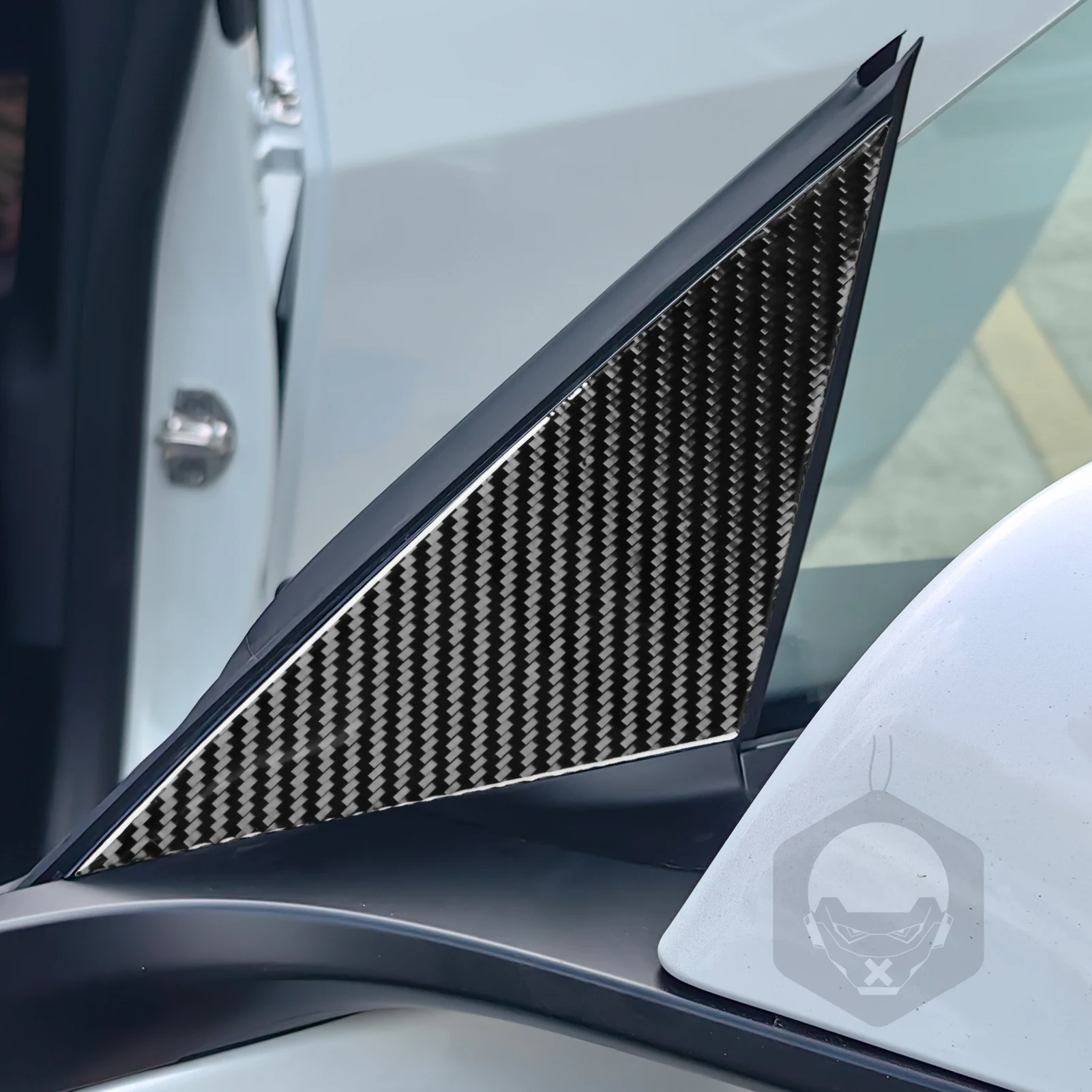 For Tesla 3 2023-up External door A-pillar Decorative Real Carbon Fiber Stickers Car External Accessories