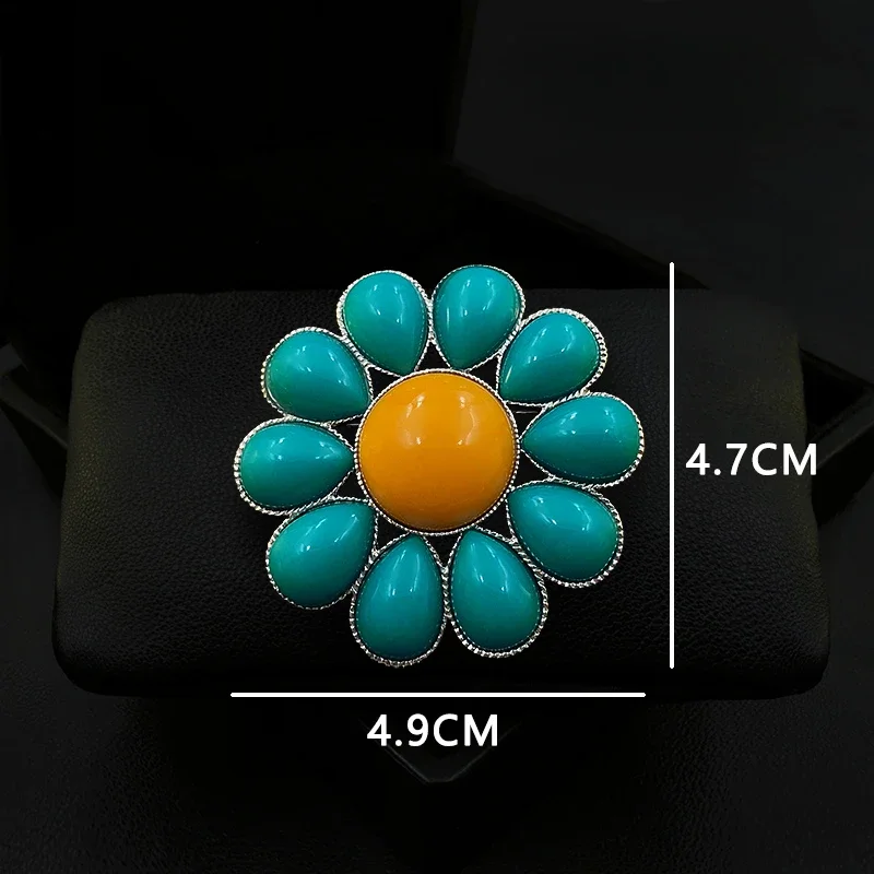 Dream Light Blue Sunflower Brooch Exquisite High-End Women Versatile Premium Sense Pin Clothes Accessories Flower Jewelry 1968