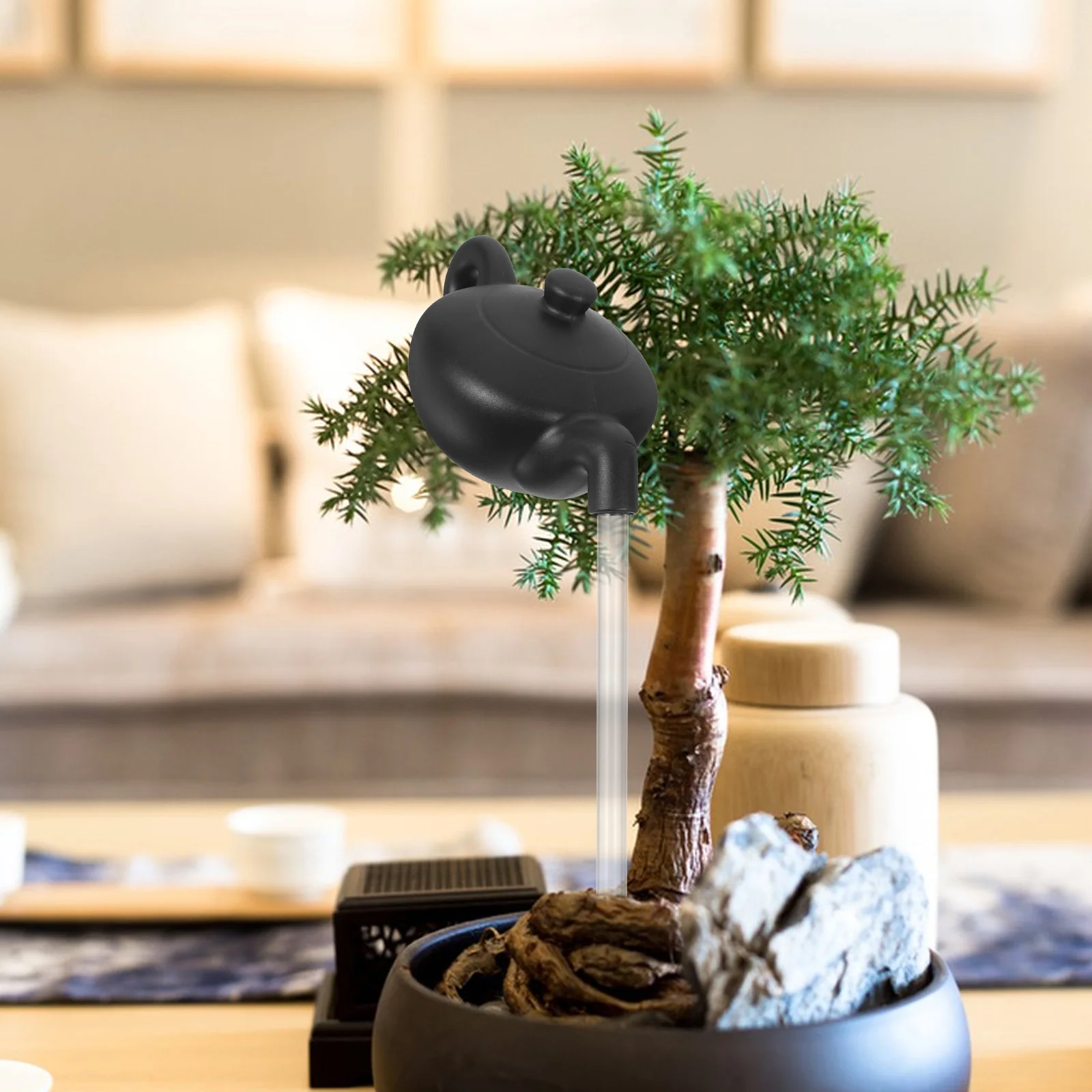 

Floating Teapot Fountain Ceramic Hanging Kettle 13cm Black Invisible Flowing Spout Tabletop Water Decor Kitchen Bar