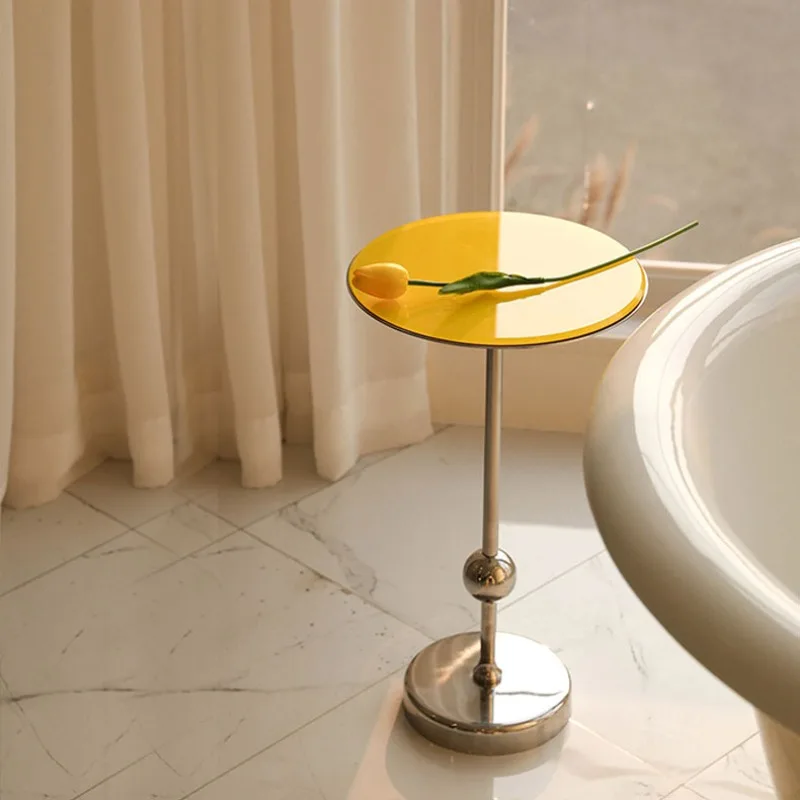 

Stainless steel round edge few shelves creative Internet celebrity milk tea coffee table