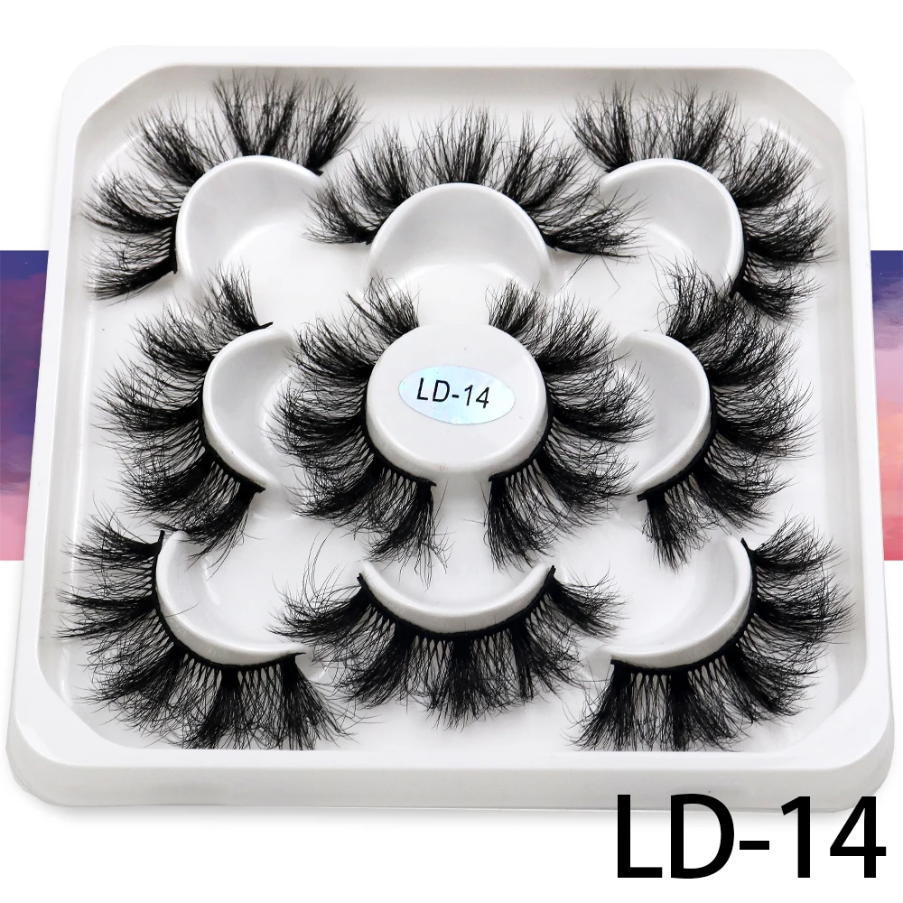 Korea 5 Paare 25mm Nerz Wimpern einzelne natürliche flauschige falsche Wimpern dichte Verlängerung Nerz Wimpern Großhandel Make-up Toole – Detail 30