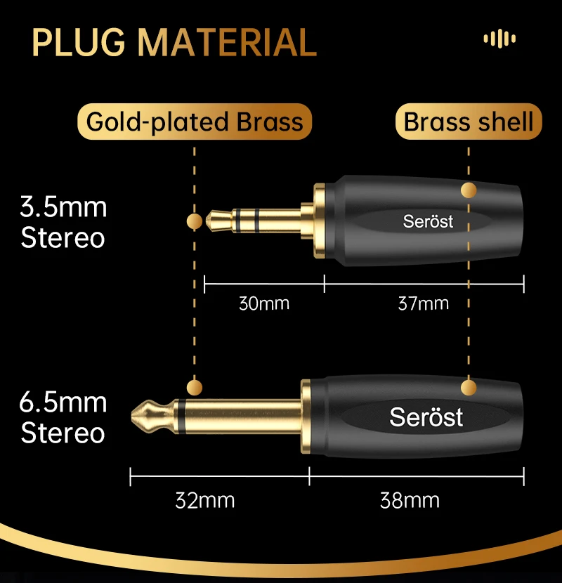Serost StarPro HiFi-Audiokabel, versilbertes OFC-Kabel, 3,5-mm-AUX auf 6,5-mm-TRS-Stereo-Adapterkabel für Mikrofon, Verstärker, Lautsprecher – Detail 9