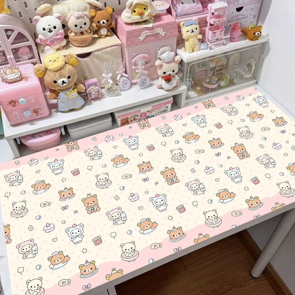 

Kawaii R-Rilakkuma Leather Desk Pad Mouse Protector Non-Slip Large Mouse Pad Home &Office Desk Mat PU Leather Laptop Desk Pad