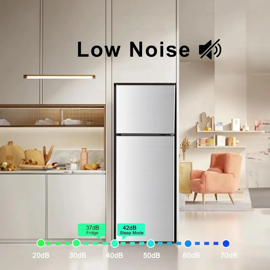 ثلاجة صغيرة 4.0 قدم مكعب مع فريزر علوي للاستخدام المكتبي للشقة: ثلاجة صغيرة مدمجة مع بابين ومجموعة درجات حرارة 7 #5
