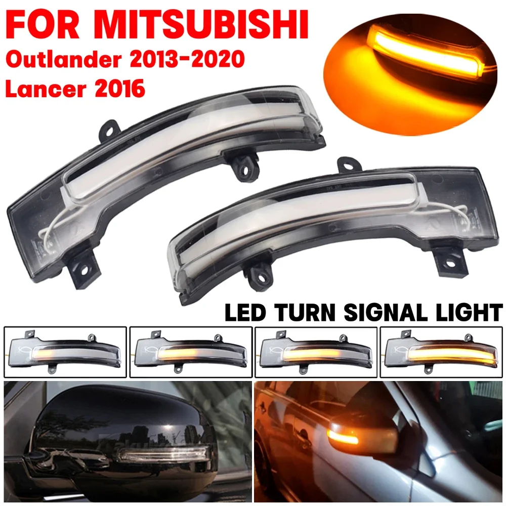 LED fluindo Turn Signal Blinker Light para Mitsubishi, Outlander 2013-2020, Lancer 2016, indicador de espelho lateral, pisca-pisca