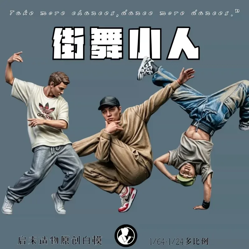 Urban Street Dancer Miniature Figure Unpainted White Model Kit, Modern Hip Hop Dance Action Statue, Creative Desktop