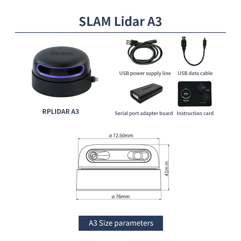 SLAM navigation Rplidar lidar A3 sensor laser measurement kit avoids obstacles with 25m measuring distance for Jetson Nano