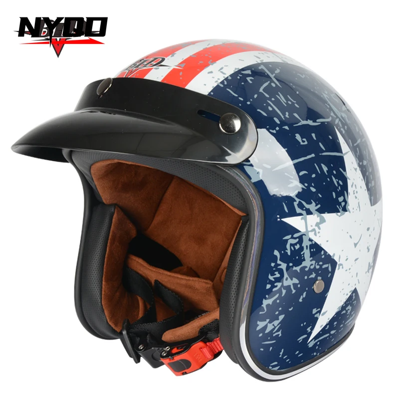 Vintage Helmet Motorcycle Helmet  Open Face Retro 3/4 Half Helmet Casco Moto Capacete Motoqueiro DOT motorbike helm