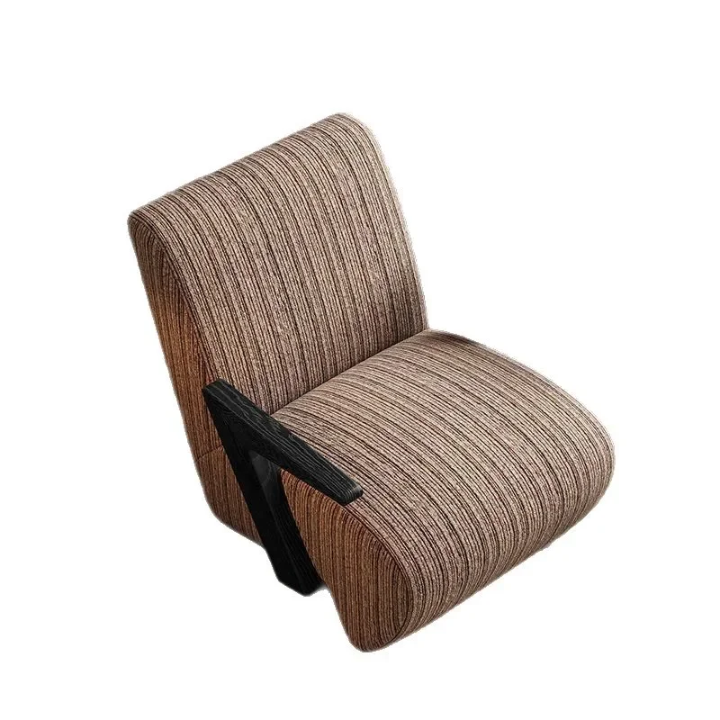 

French medieval minimalist style solid wood leisure chair B & B living room balcony designer retro single armrest sofa