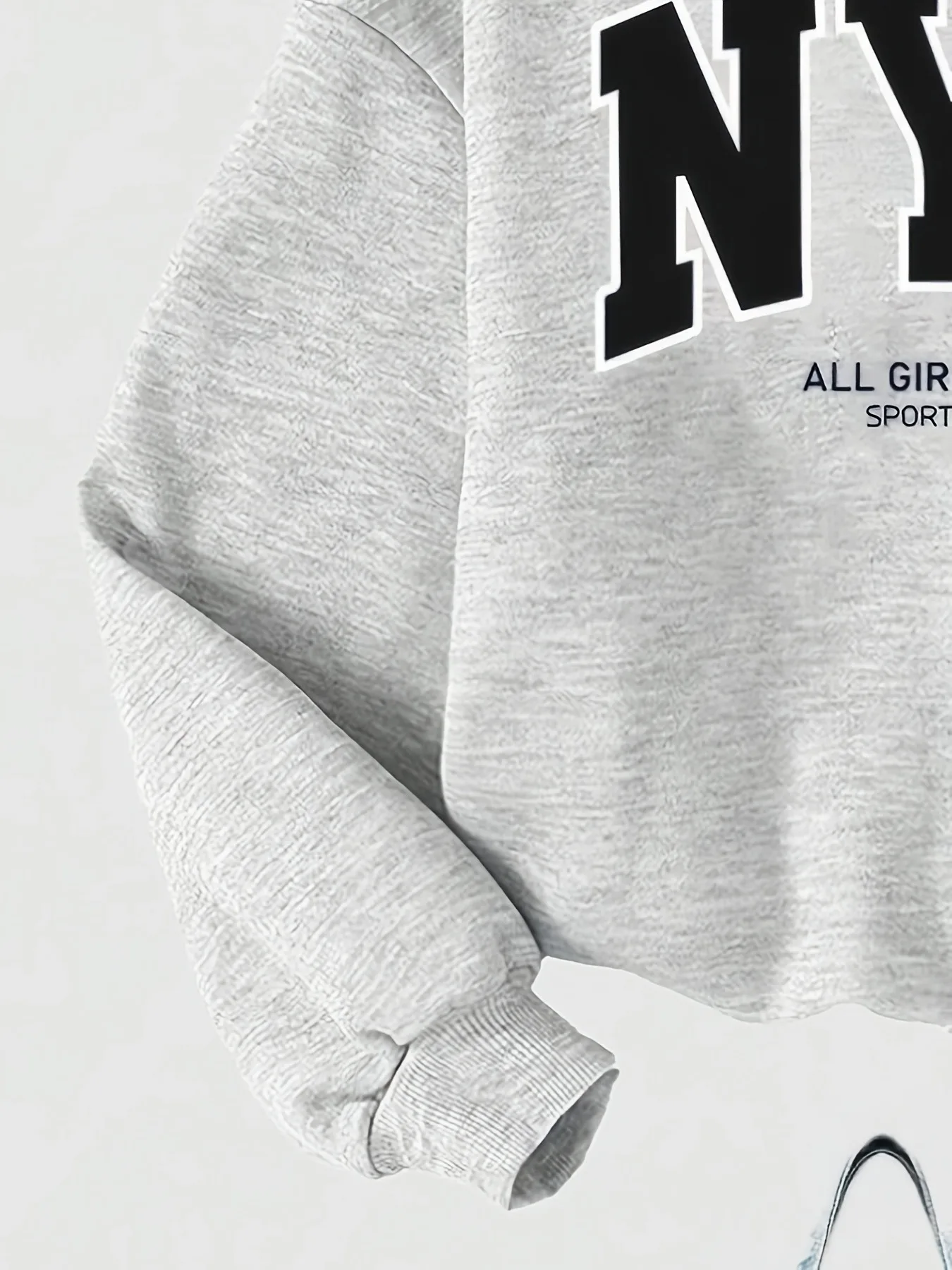 Mädchen-Outfit, 2-teilig, NYC-Buchstabendruck, Sweatshirt mit Rundhalsausschnitt und Hose mit weitem Bein, weicher, lockerer, lässiger Trainingsanzug für 6-14-jährige Teenager – Detail 3
