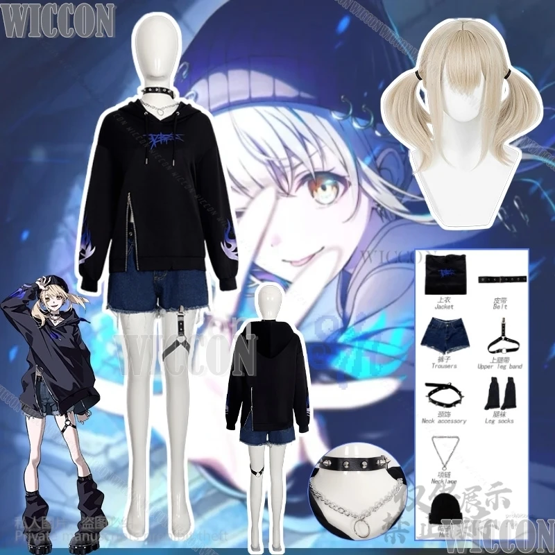 

Azusawa Kohane Cosplay Game Project Sekai Colorful Stage Hip-hop Uniform Jirai Kei Girls Sweatshirt Shorts Halloween Comic Con