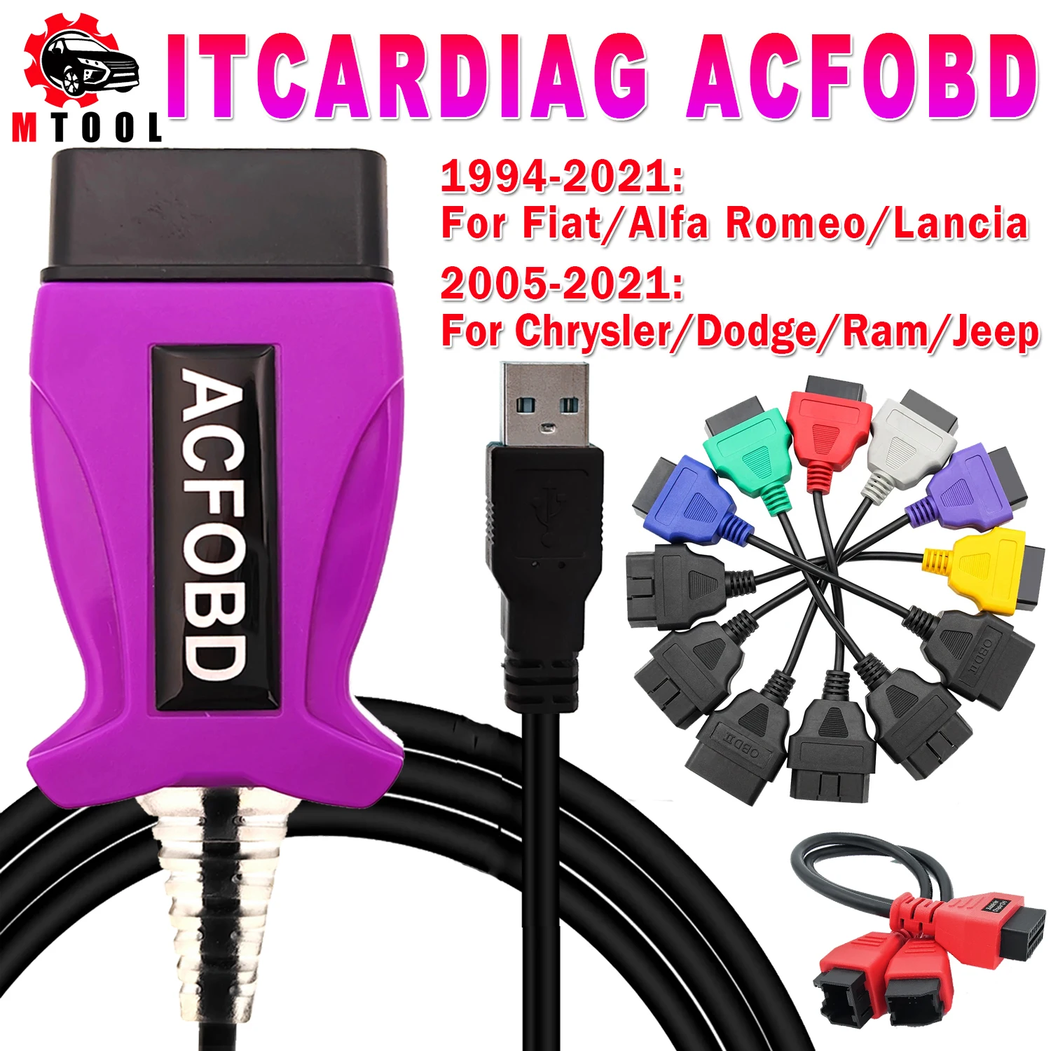 

ITCARDIAG ACFOBD OBD Scanner EcuScan for Fiat/Alfa/Romeo/Lancia/Dodge/Ram/Jeep/ Chrysler FCA 12+8+16Pin For ABS AIRBAG Cluster