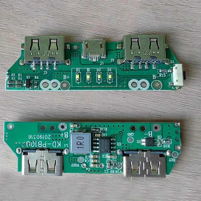 Módulo de cargador de Banco de energía móvil, placa de refuerzo de batería de iones de litio, puerto de carga tipo c, 2 USB, 5V, 2.4A