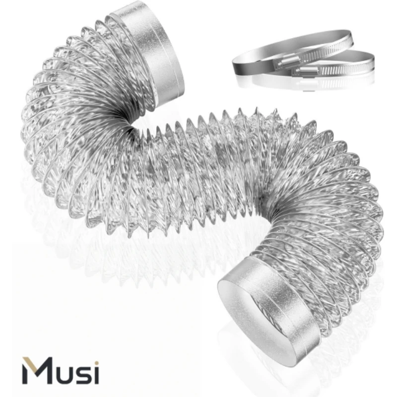 Flexible 4 Inch 6 Inch Dryer Duct Hose 5FT Aluminum Vent Hose Air Ducting Tube for Dryer Ventilation Exhaust Indoor Outdoor Use