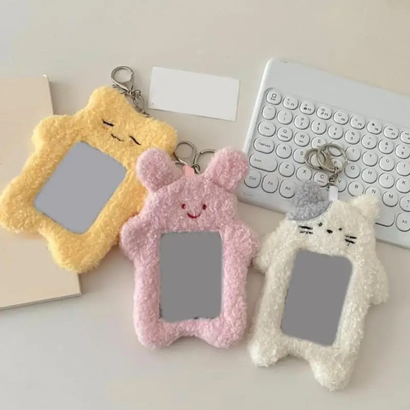 Y4qf Cartoon Plush Plush держатель карты плюшевые крышки карт животных карты карты рукава держатель фотокарты держатель для