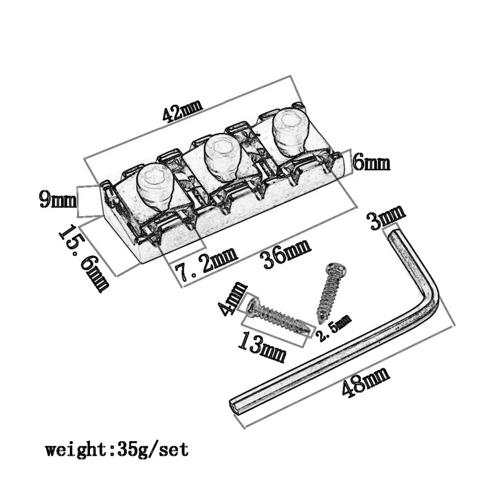 

1Pcs Zinc Alloy Guitar Locking Nut 42mm Long Double Lock String Lock Tremolo Bridge Electric Guitar Top Mount Accessory
