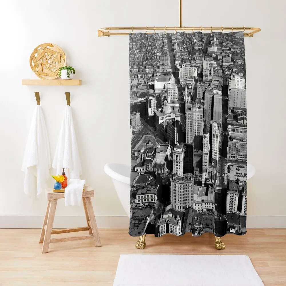 

Vintage Oakland California Bird's Eye View Shower Curtain Window Shower For Bathrooms Curtain