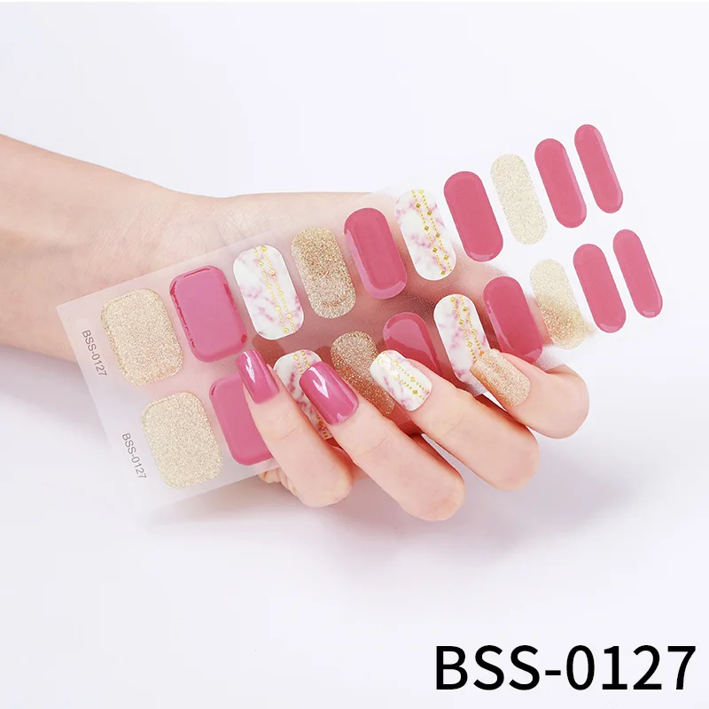 20 Tips Gel Nail Stickers 3D Semi-cured  Nail Phototherapy Baking  Full Cover Long Lasting Nail Art Decorations