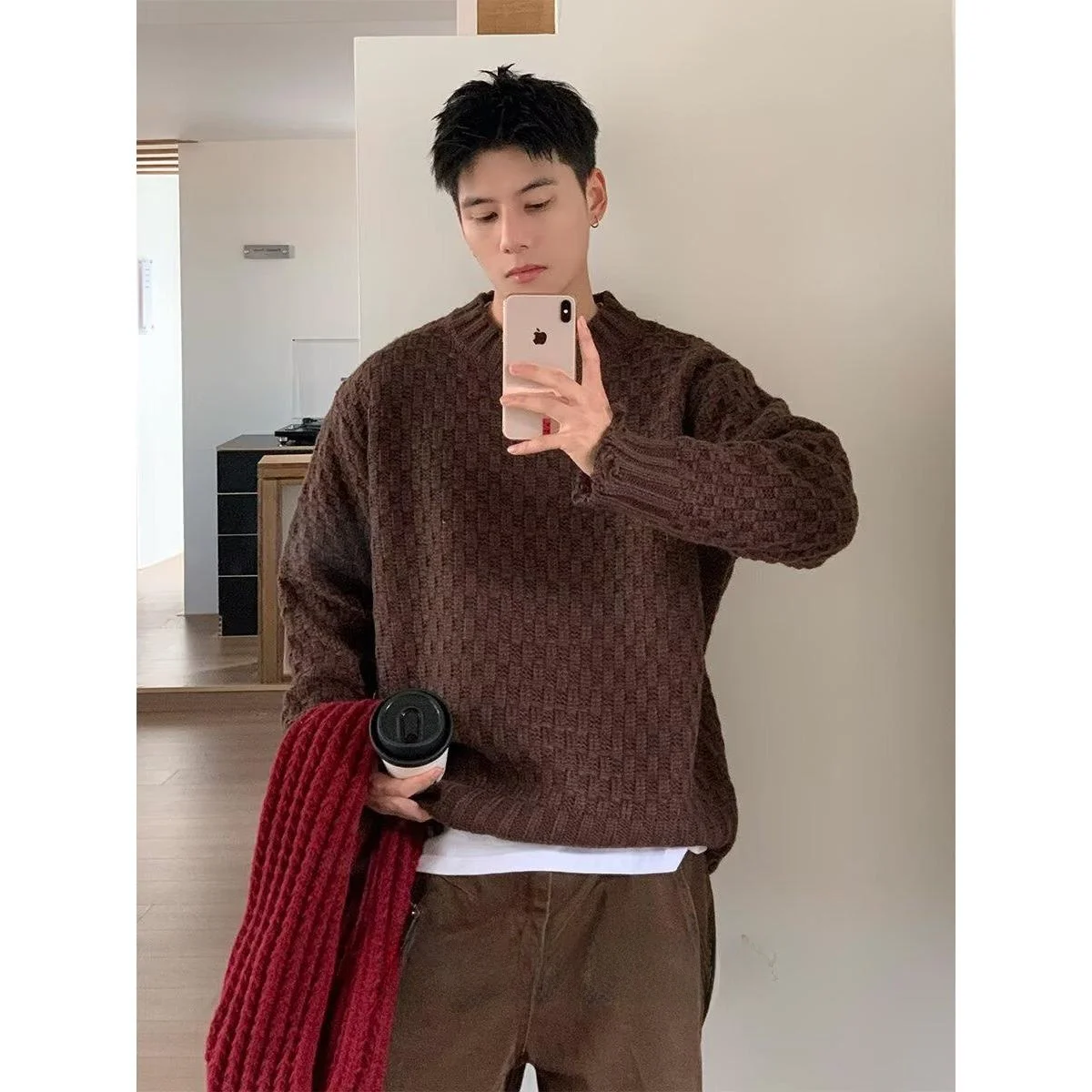 

Sli round Ne Knitted Sweater Men's Base Layer irt Trendy Autumn Winter Slim Fit Top Quali Polyester Fiber Casual Wear