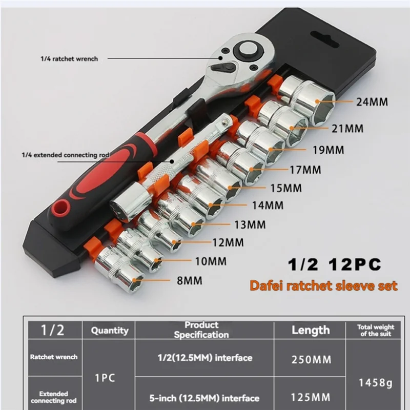 ABUL-1/2 ''Kit di strumenti di riparazione auto Strumenti chiave di riparazione auto Set di utensili manuali per riparazione auto moto