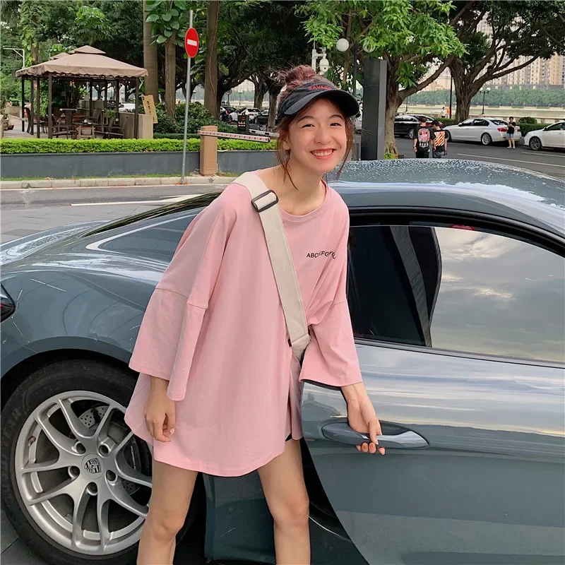 

Футболки женские, свободные, с буквенным принтом, весенние, универсальные, мягкие, для отдыха, простые повседневные топы, студенческие топы с круглым вырезом, Ulzzang Mujer, одежда, базовый шик